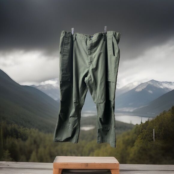 LAPG Tactical Pants Mens 42 x 25 Cropped Cargo Shorts Army Green Canvas - Picture 1 of 7